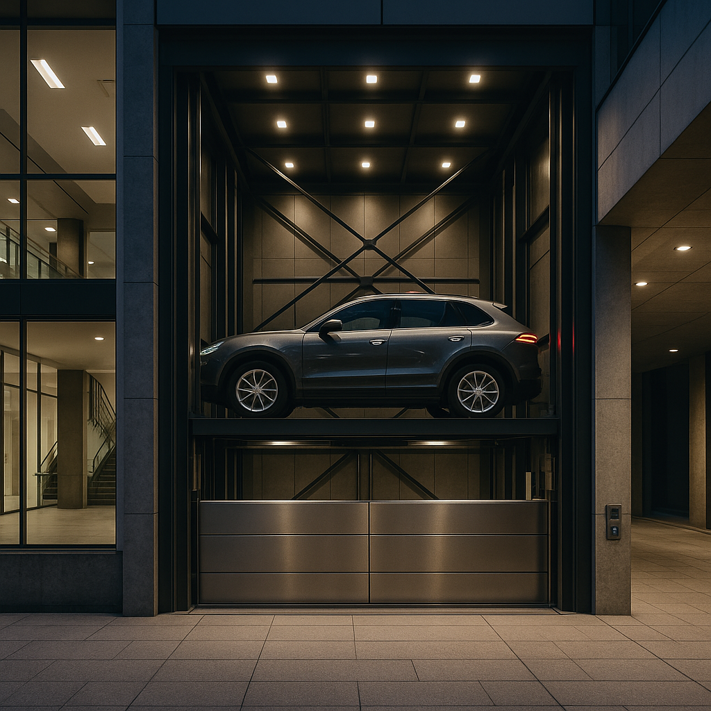 Lee más sobre el artículo Elevadores para autos en edificios: eficiencia, seguridad y control en un solo sistema