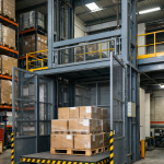 elevador montacargas industrial de carga en almacén vertical en México optimizando logística interna