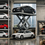 elevadores para autos en edificio moderno con sistema de estacionamiento vertical según tipo de uso
