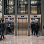 elevadores comerciales en México para alto flujo en edificio moderno corporativo